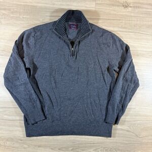 UnTuckit Men's 100% Extra Fine Merino Wool Quarter Zip Sweater L Gray Gorpcore